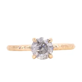 1.05ct Round Salt And Pepper Diamond Evergreen Solitaire in 14k Yellow Gold