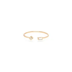 14k Baguette & Princess Diamond Open Ring