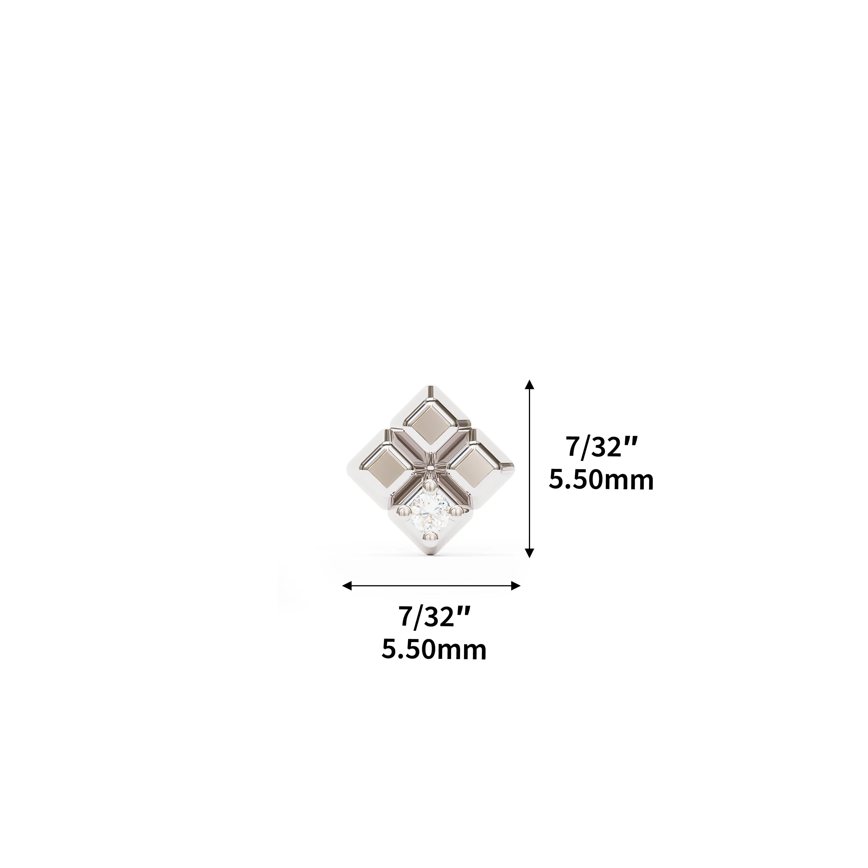 14K Gold Diamond Unique Square Stud