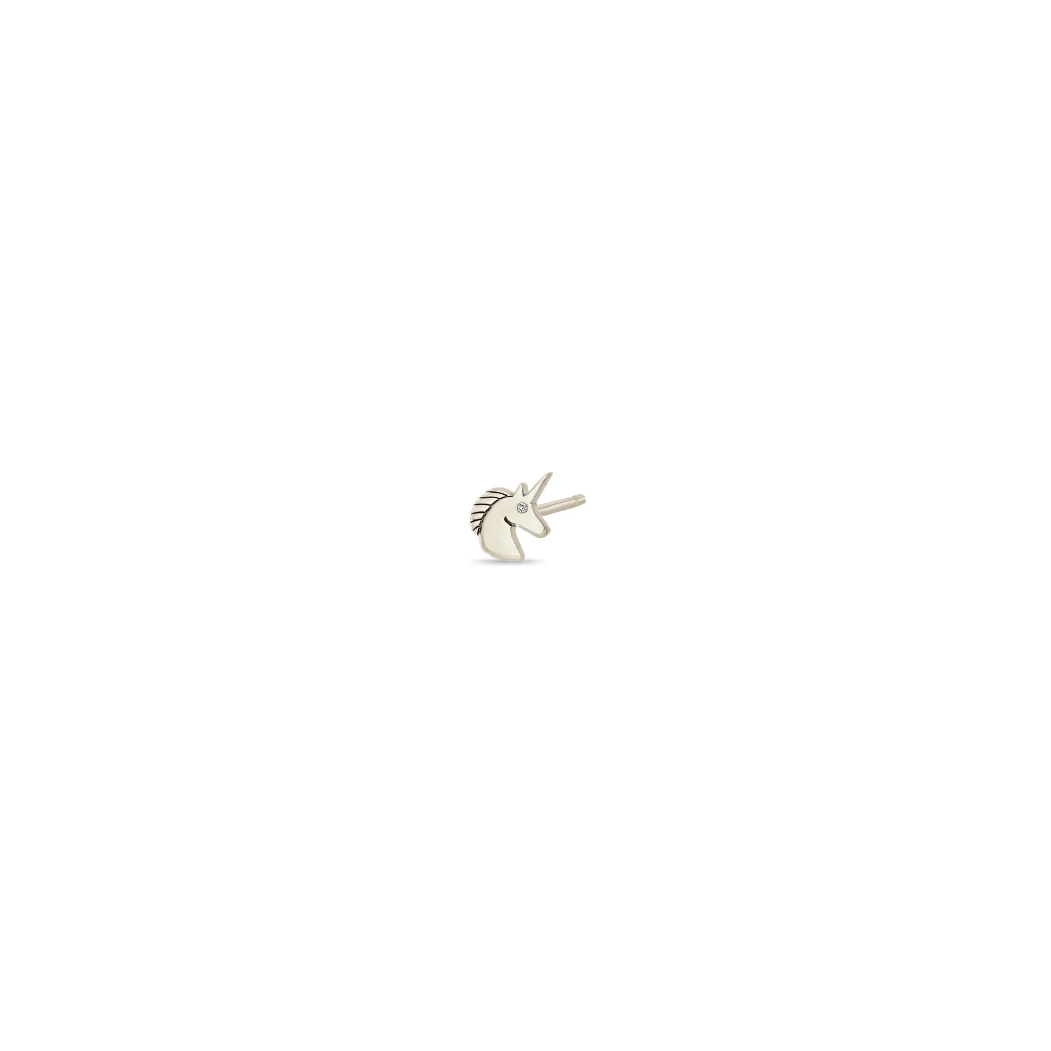 14k Itty Bitty Unicorn with Diamond Eye Stud