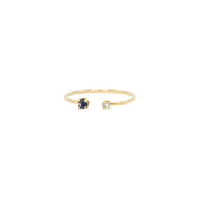 14k Prong Diamond & Blue Sapphire Open Ring