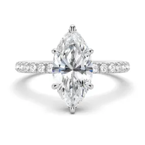 3 CT. French Pavé Marquise Moissanite Engagement Ring With Hidden Halo