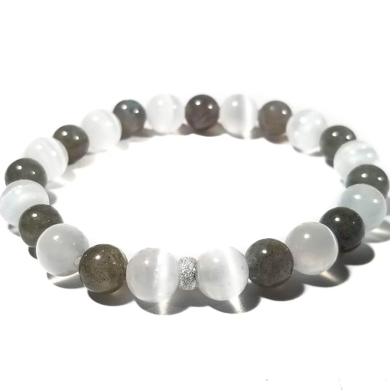 8mm Blue Labradorite & Selenite Crystal Healing Bracelet