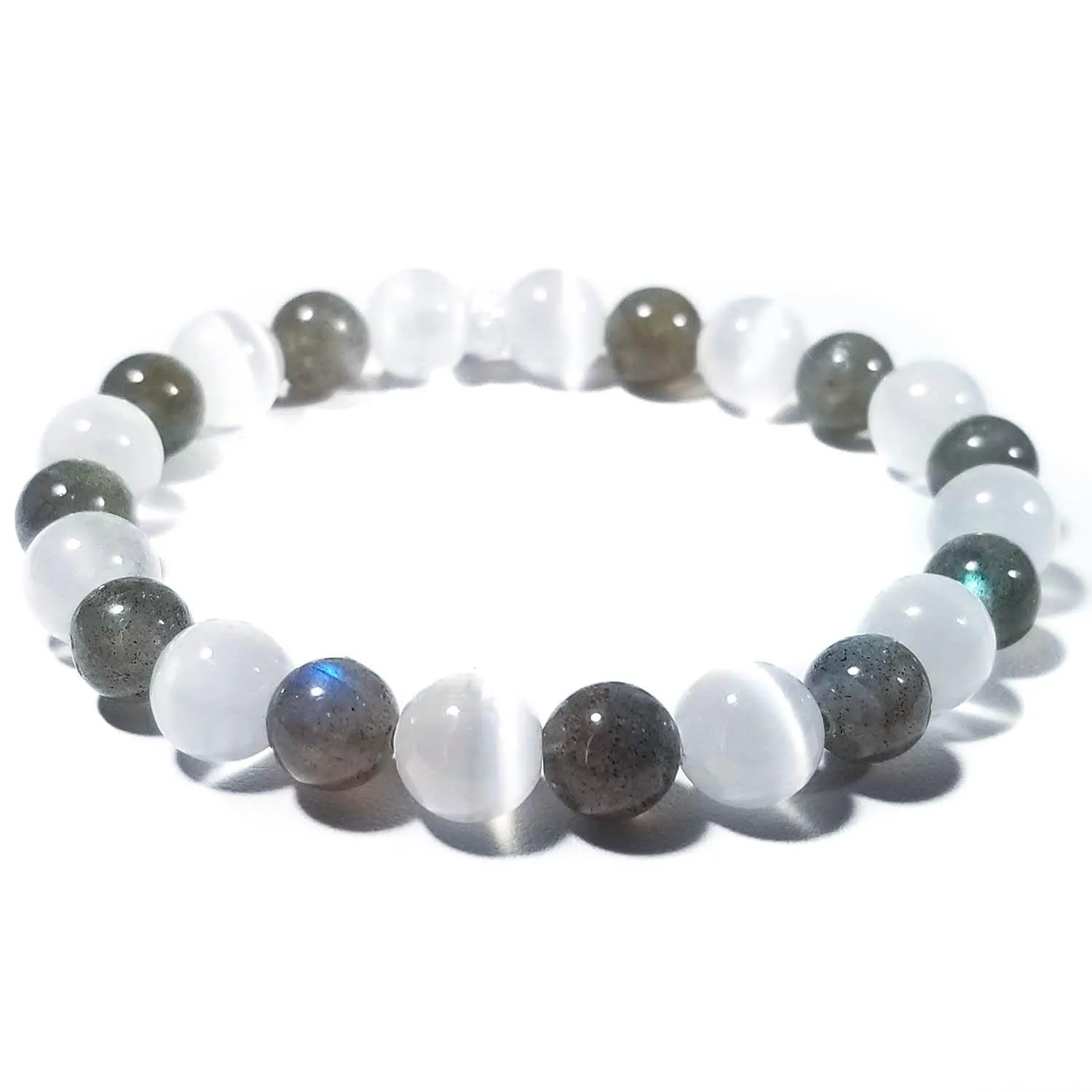 8mm Blue Labradorite & Selenite Crystal Healing Bracelet