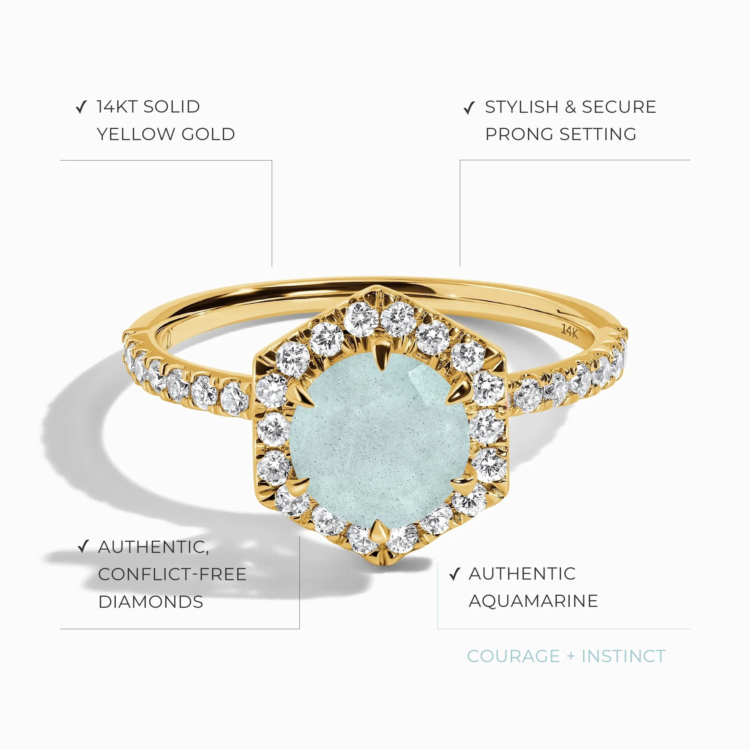 Aquamarine Diamond Ring - My Eternal Round Halo Pavé