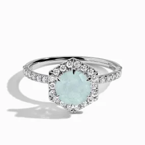 Aquamarine Diamond Ring - My Eternal Round Halo Pavé