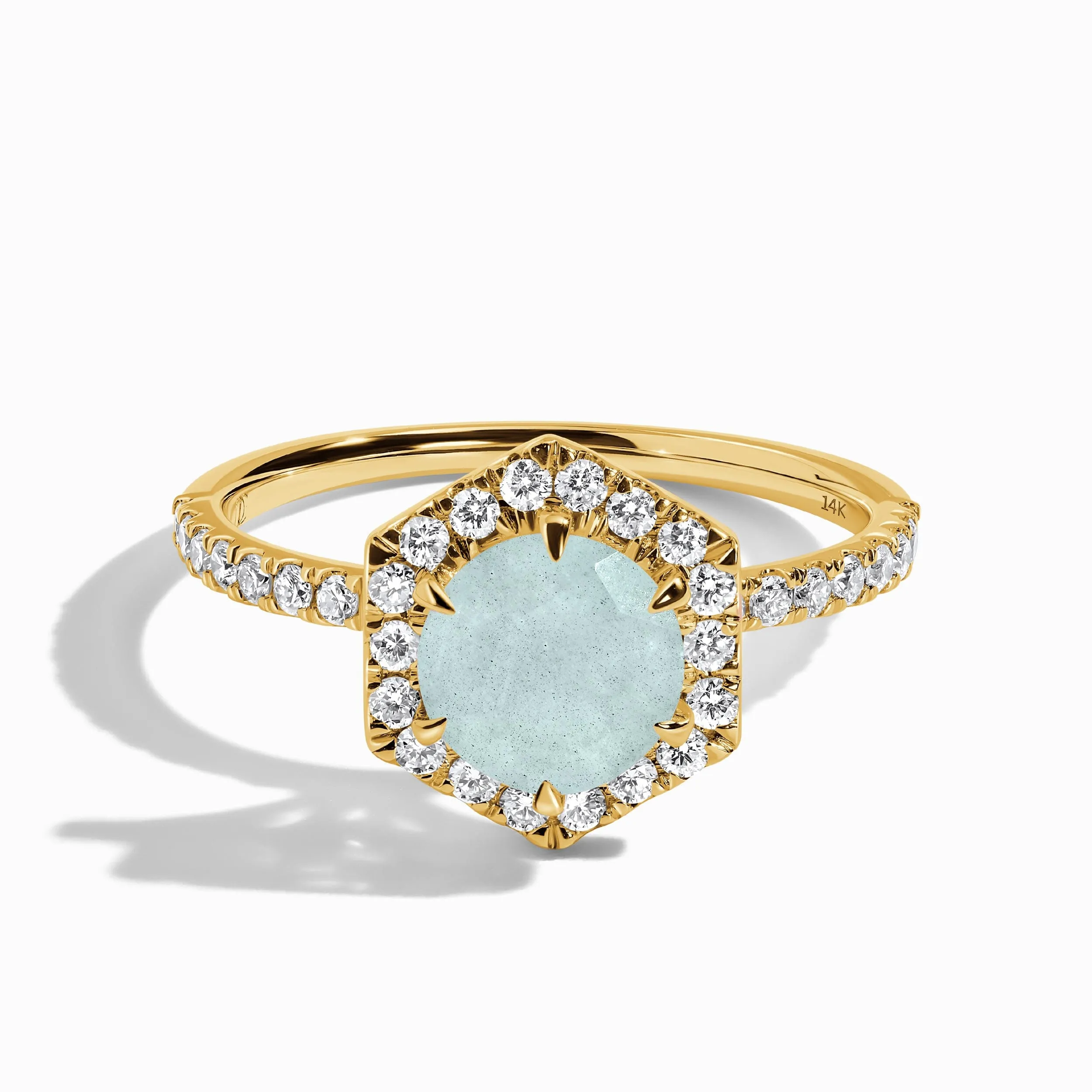 Aquamarine Diamond Ring - My Eternal Round Halo Pavé