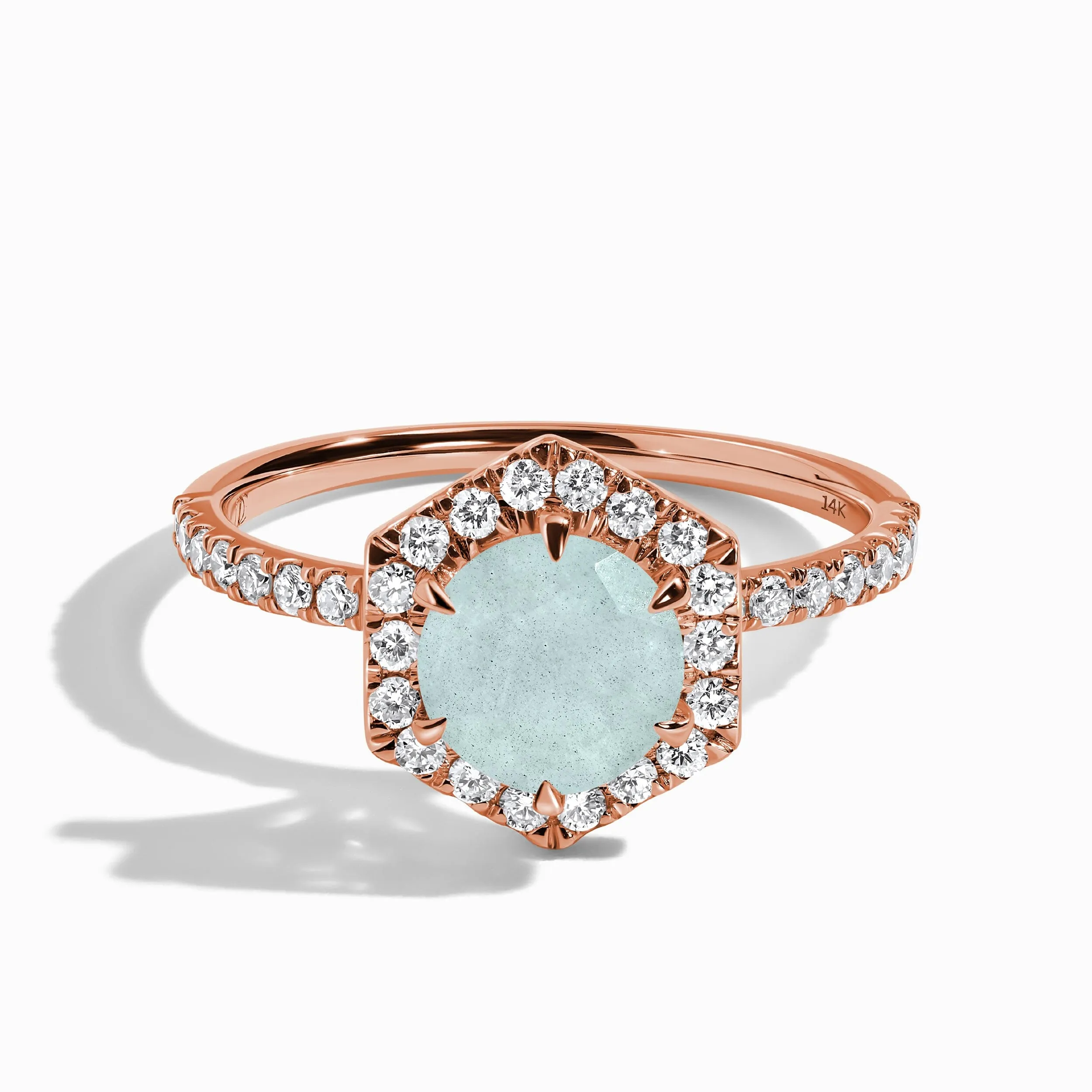 Aquamarine Diamond Ring - My Eternal Round Halo Pavé