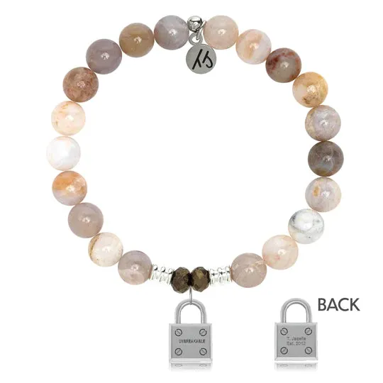 Australian Agate Stone Bracelet with Unbreakable Sterling Silver Charm