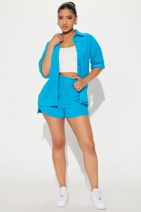 Ayana Terry Cloth Short Set - Turquoise