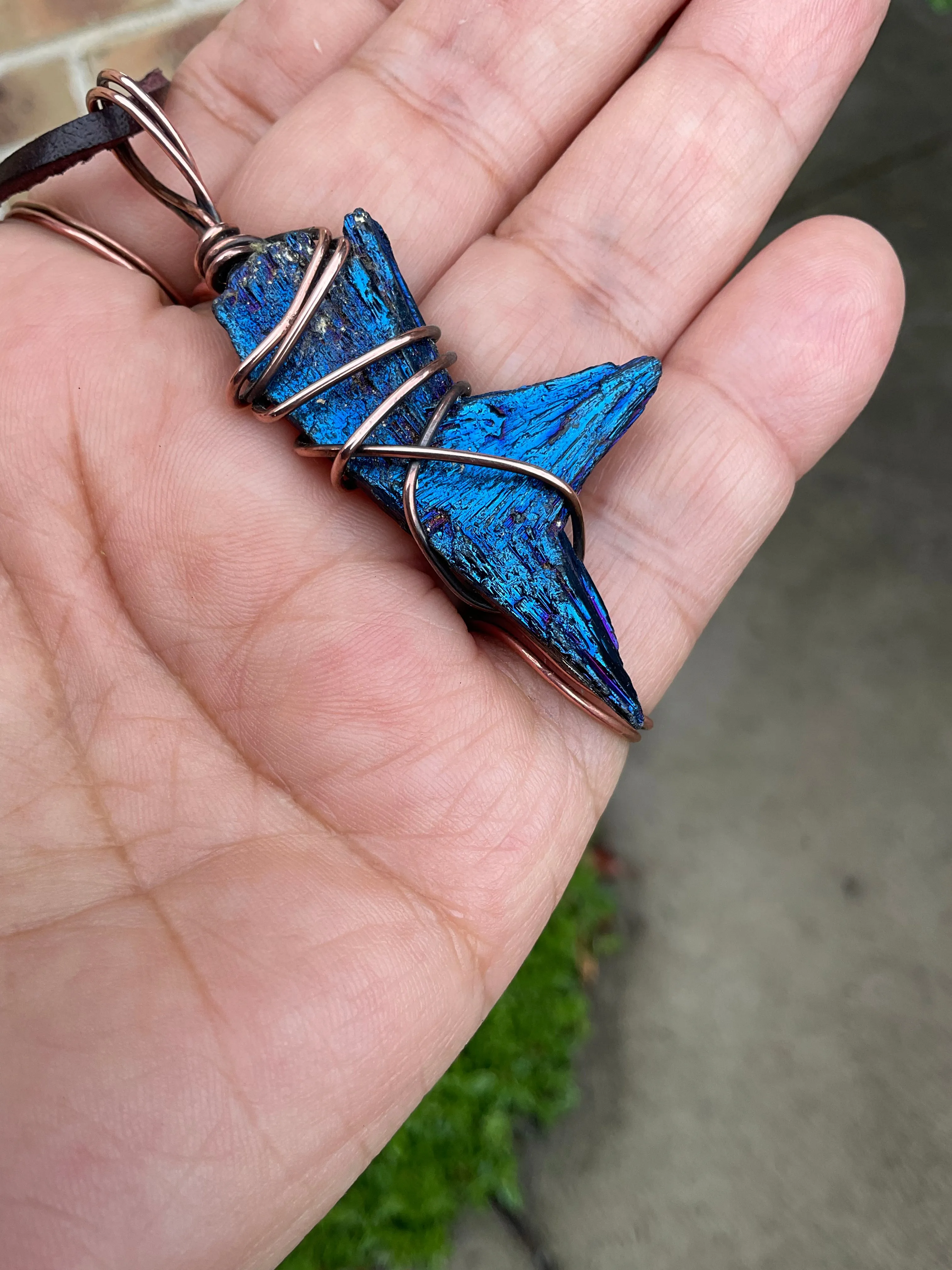 Black Kyanite Titanium Aura Pendant