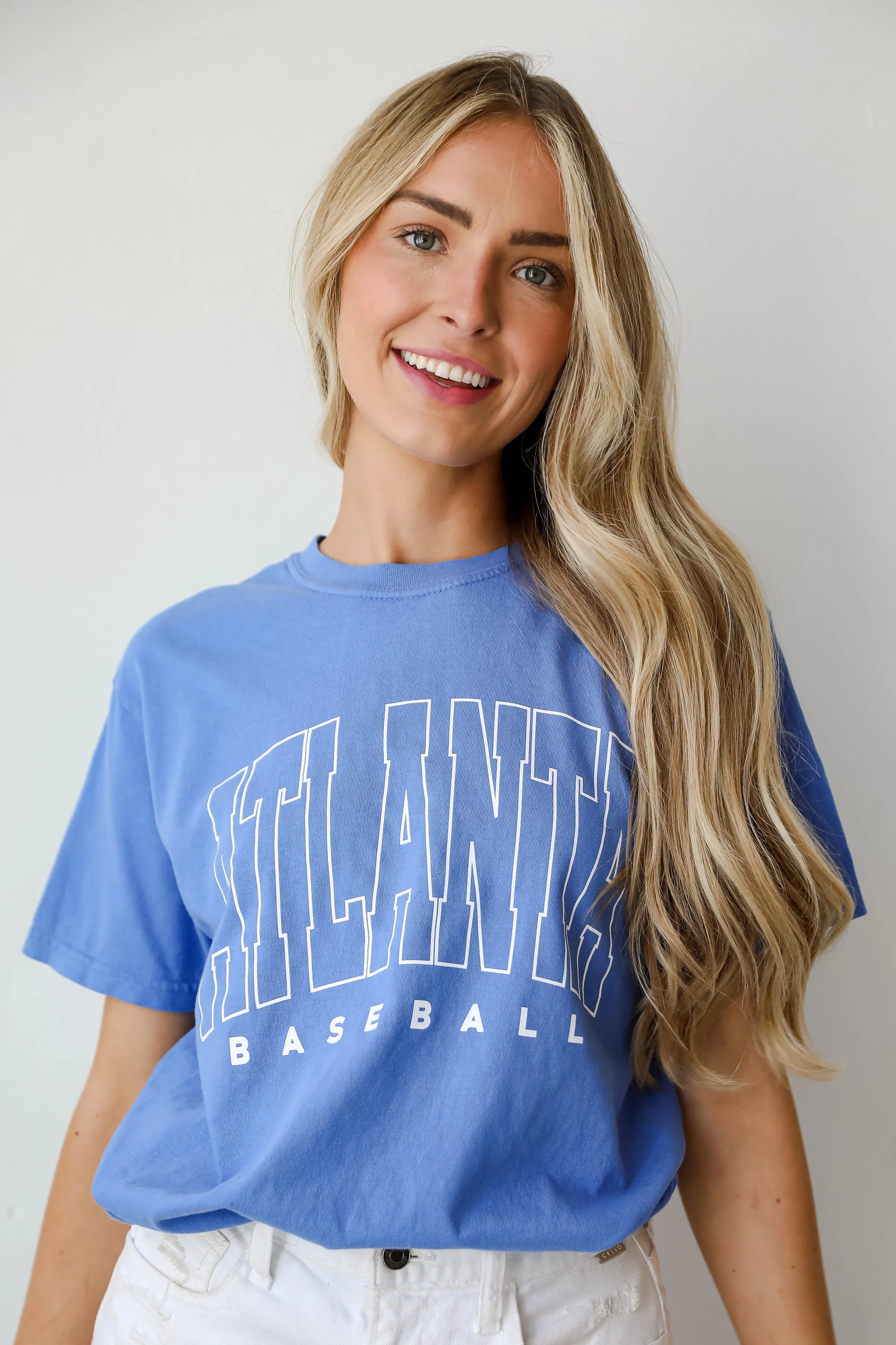 Blue Atlanta Baseball Block Letter Tee