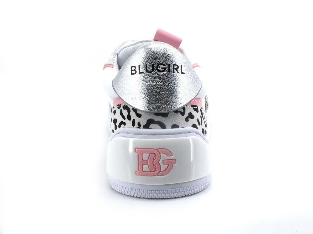 BLUGIRL Blumarine Wow 01 Sneaker Glitter Bianco Pink Leopard 6A2509PX106