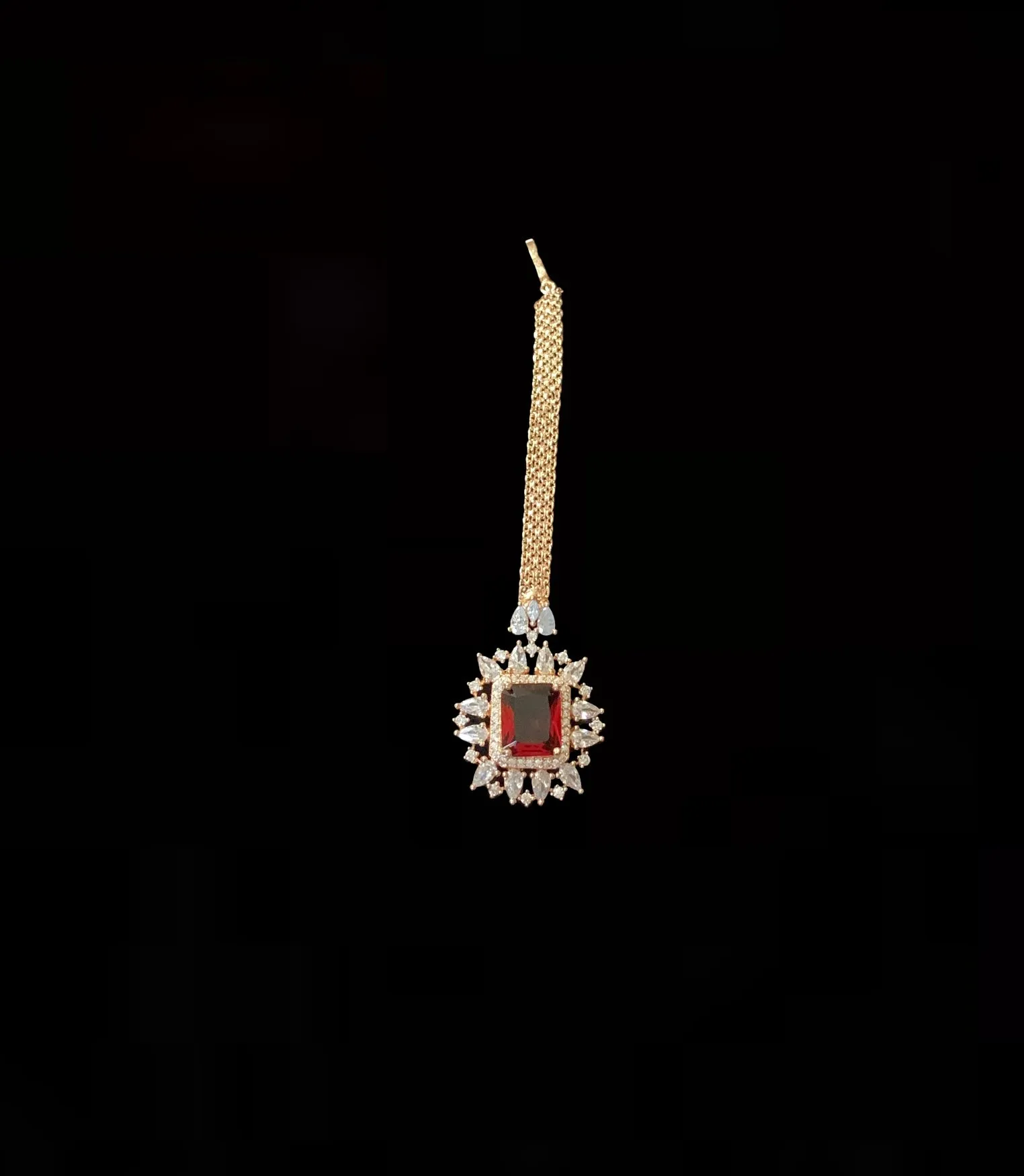 BR29 Sarah  rose gold plated cz set in ruby  ( READY TO SHIP )