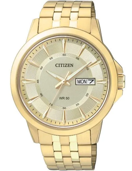 Citizen Quartz Mens Day/Date Watch - Gold-Tone Case - Champagne Dial