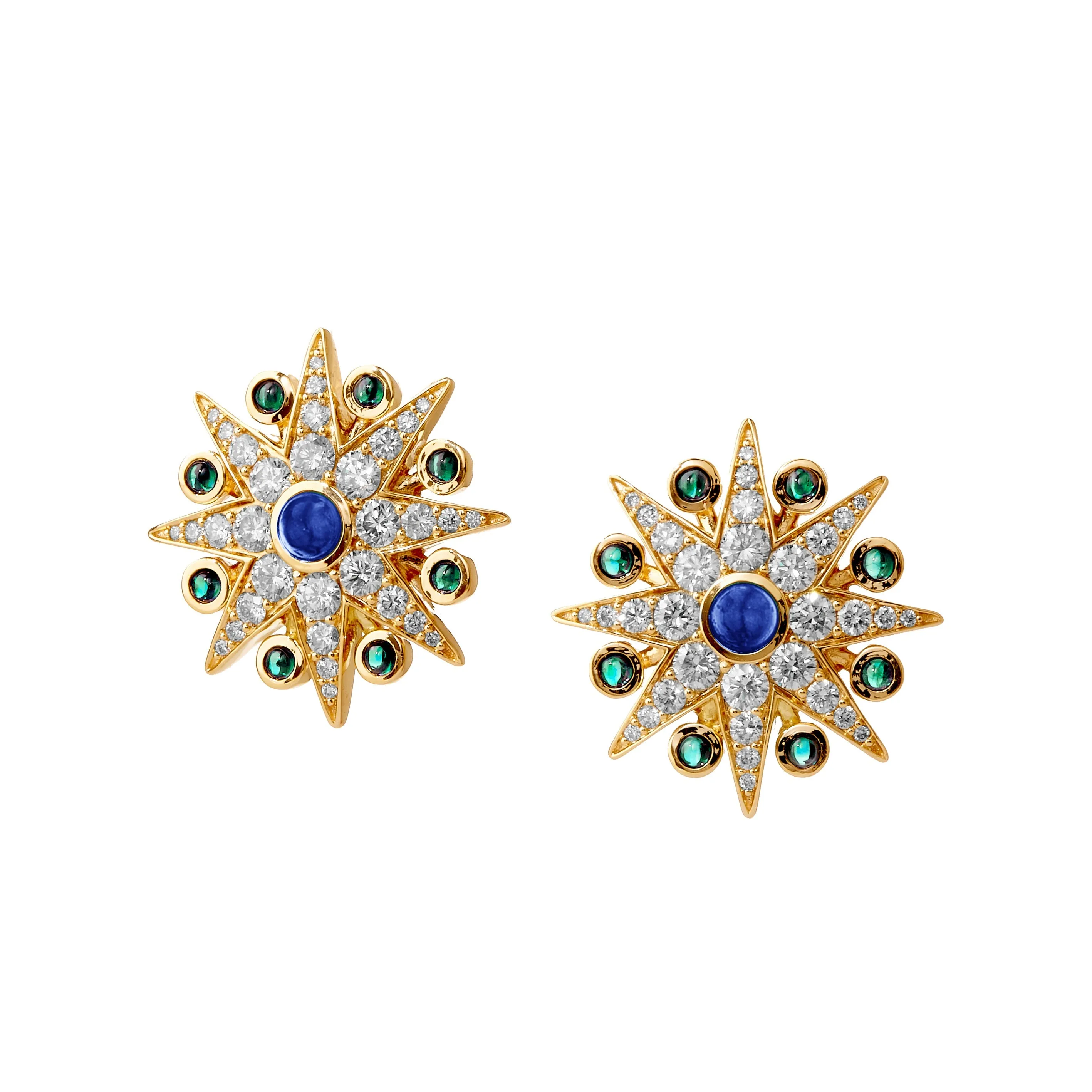 Cosmic Gemstone Starburst Earrings