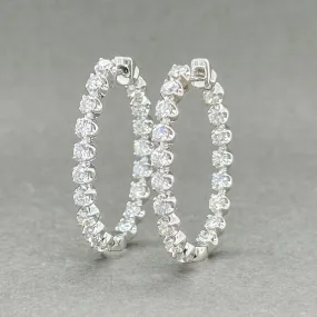 Estate 14K W Gold 1.22ctw G-H/SI1-2 Diamond In & Out Hoop Earrings