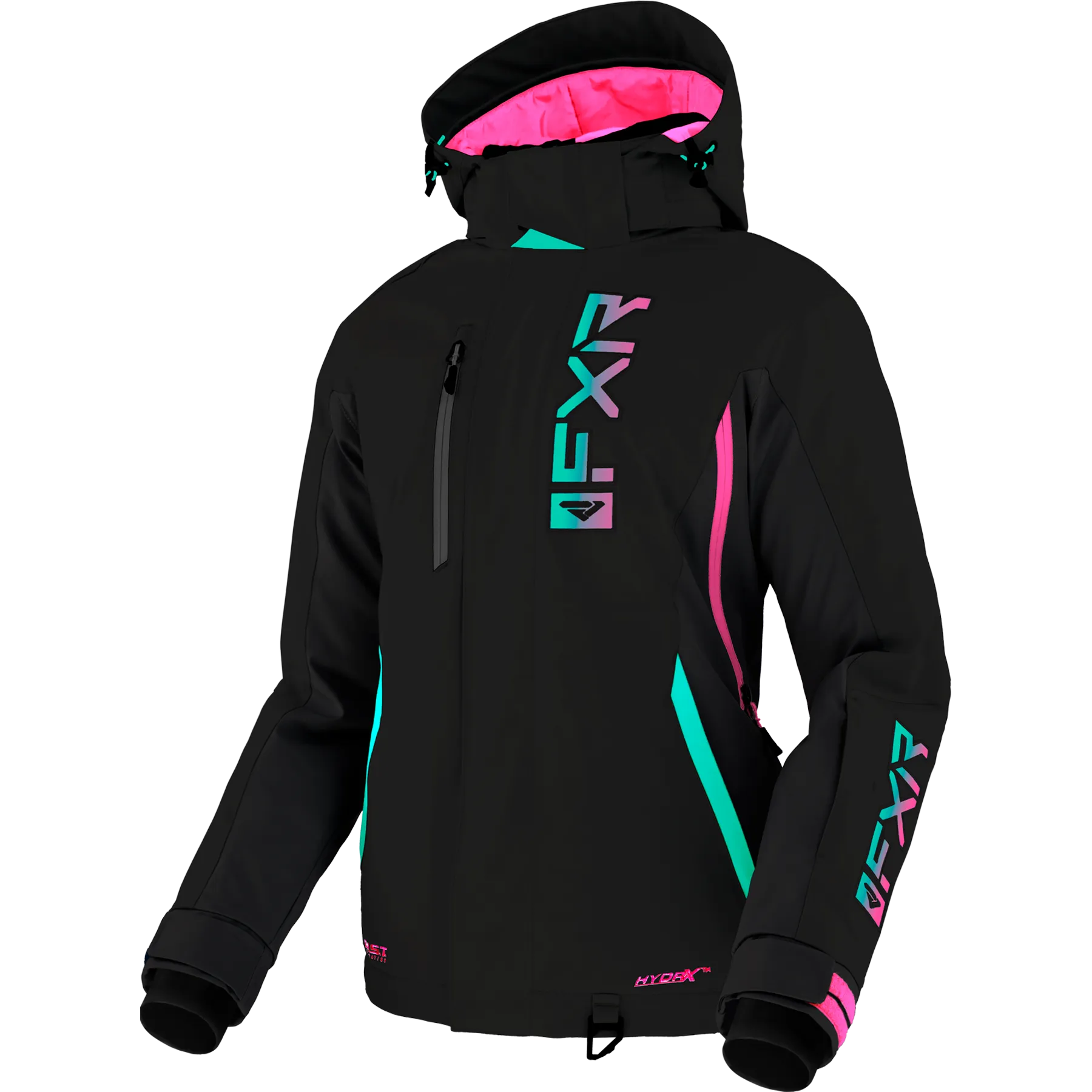 FXR Evo FX Womens Jacket Black/Mint/Electric Pink Fade