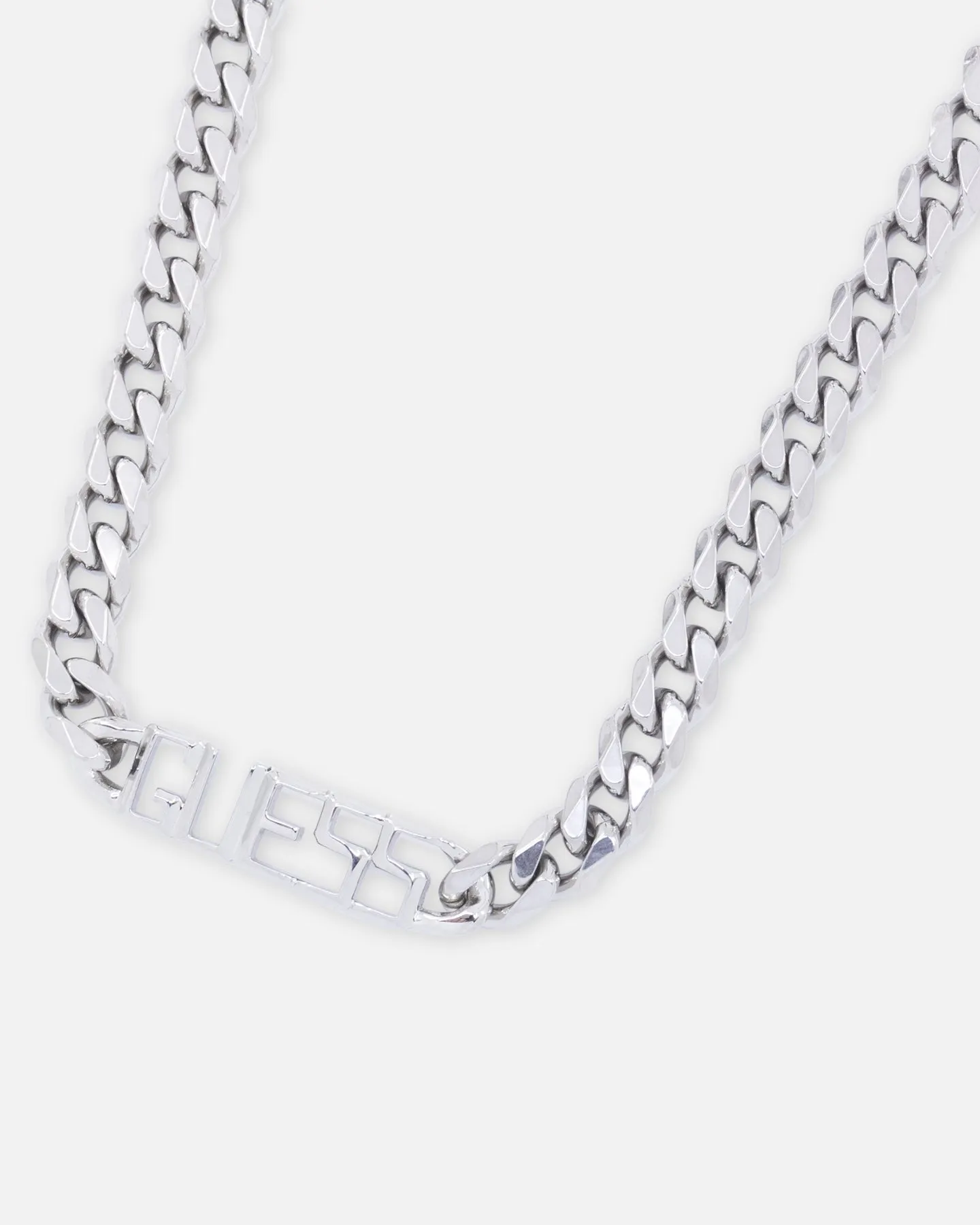 Guess Mainline Vegas 21 Guess Logo 7mm Necklace Silver