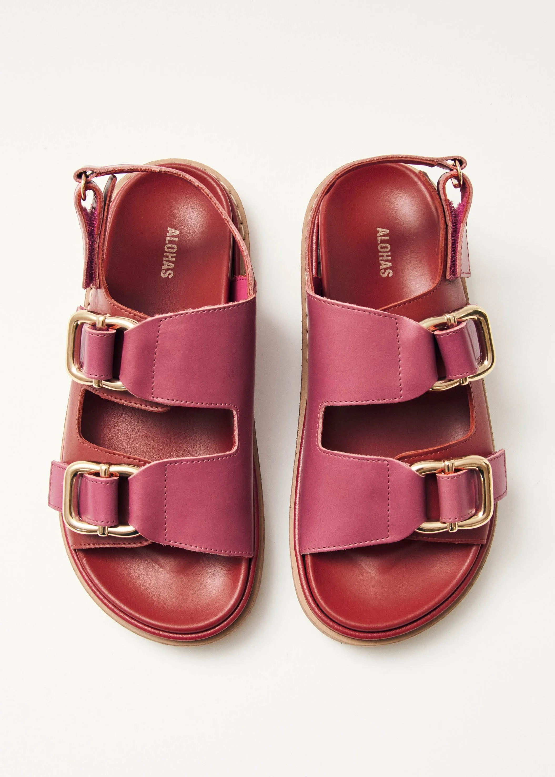 Harper Bicolor Red Magenta Leather Sandals