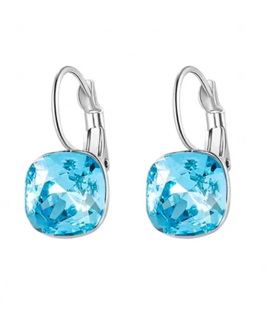 Hock earrings with blue Topaz Swarovski Crystal