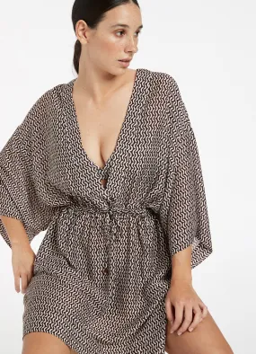 Ipanema Gather Front Kaftan - Chocolate