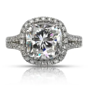 JIL 5 CARAT CUSHION CUT F COLOR VS2 CLARITY HALO DIAMOND ENGAGEMENT RING 18K WHITE GOLD CERTIFIED 4 CT F VS2 BY MIKE NEKTA