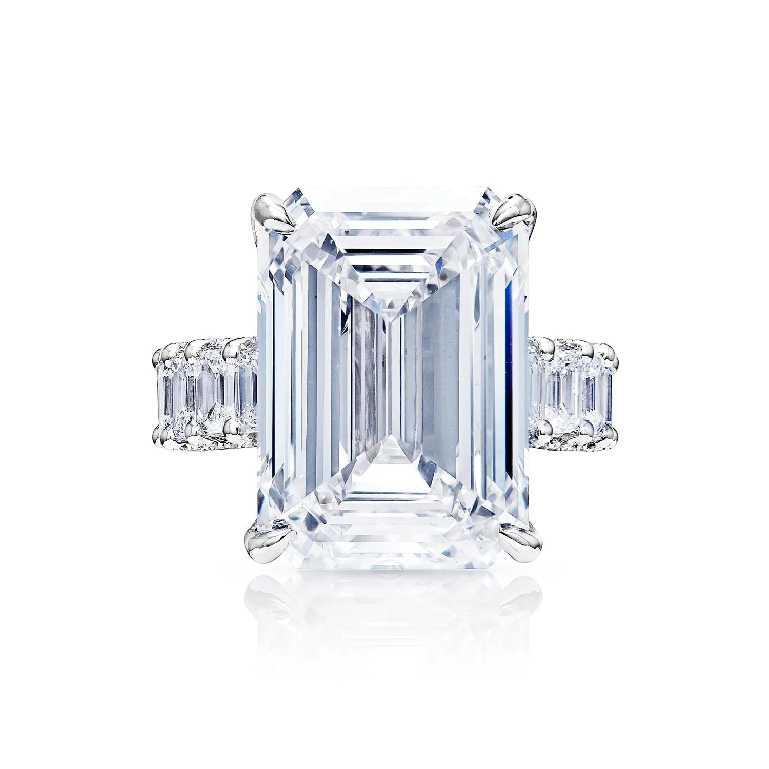 Leia 24 Carat F VS1 Emerald Cut Lab Grown Diamond Engagement Ring in White Gold. GIA Certified