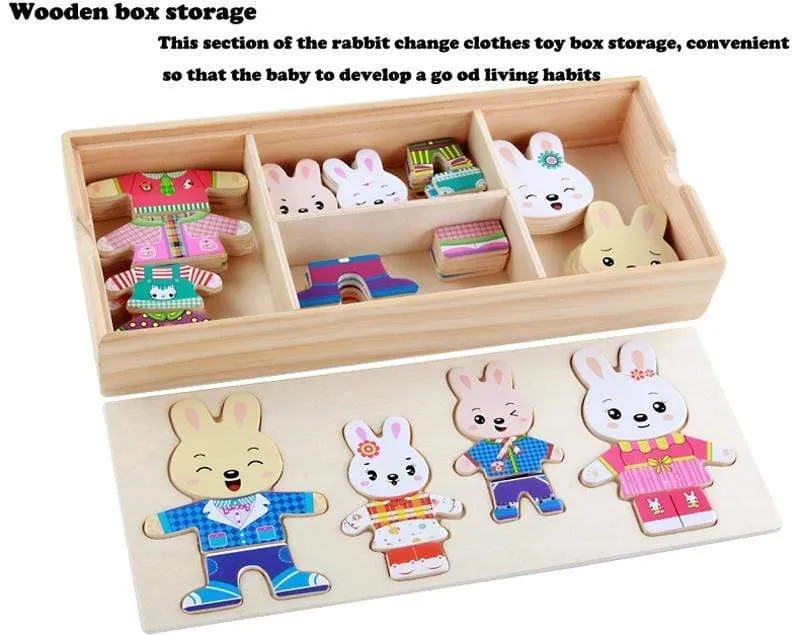 Little Bear Change Clothes Children's Early Education Wooden Jigsaw Puzzle Dressing Game Baby Puzzle Toys For Children Gift