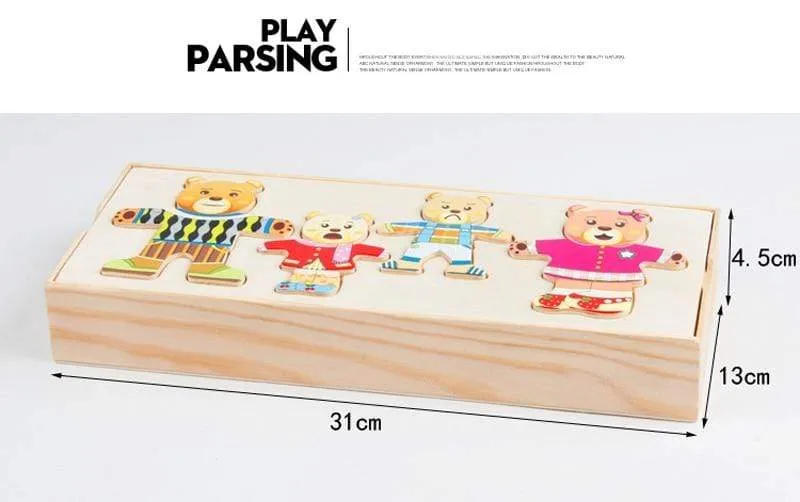 Little Bear Change Clothes Children's Early Education Wooden Jigsaw Puzzle Dressing Game Baby Puzzle Toys For Children Gift