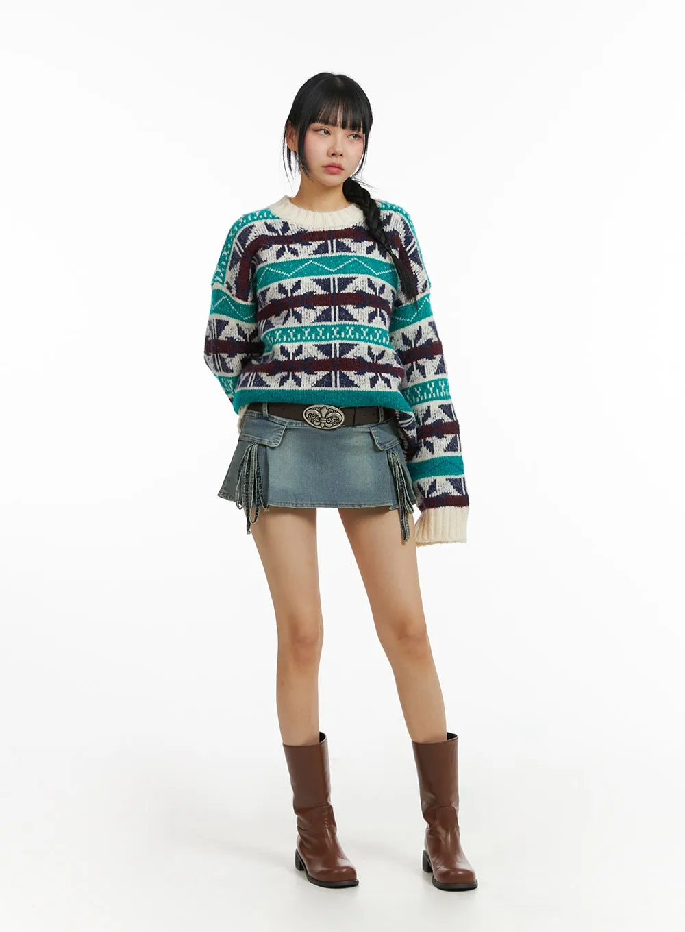 Low Waist Denim Cargo Mini Skirt CJ412