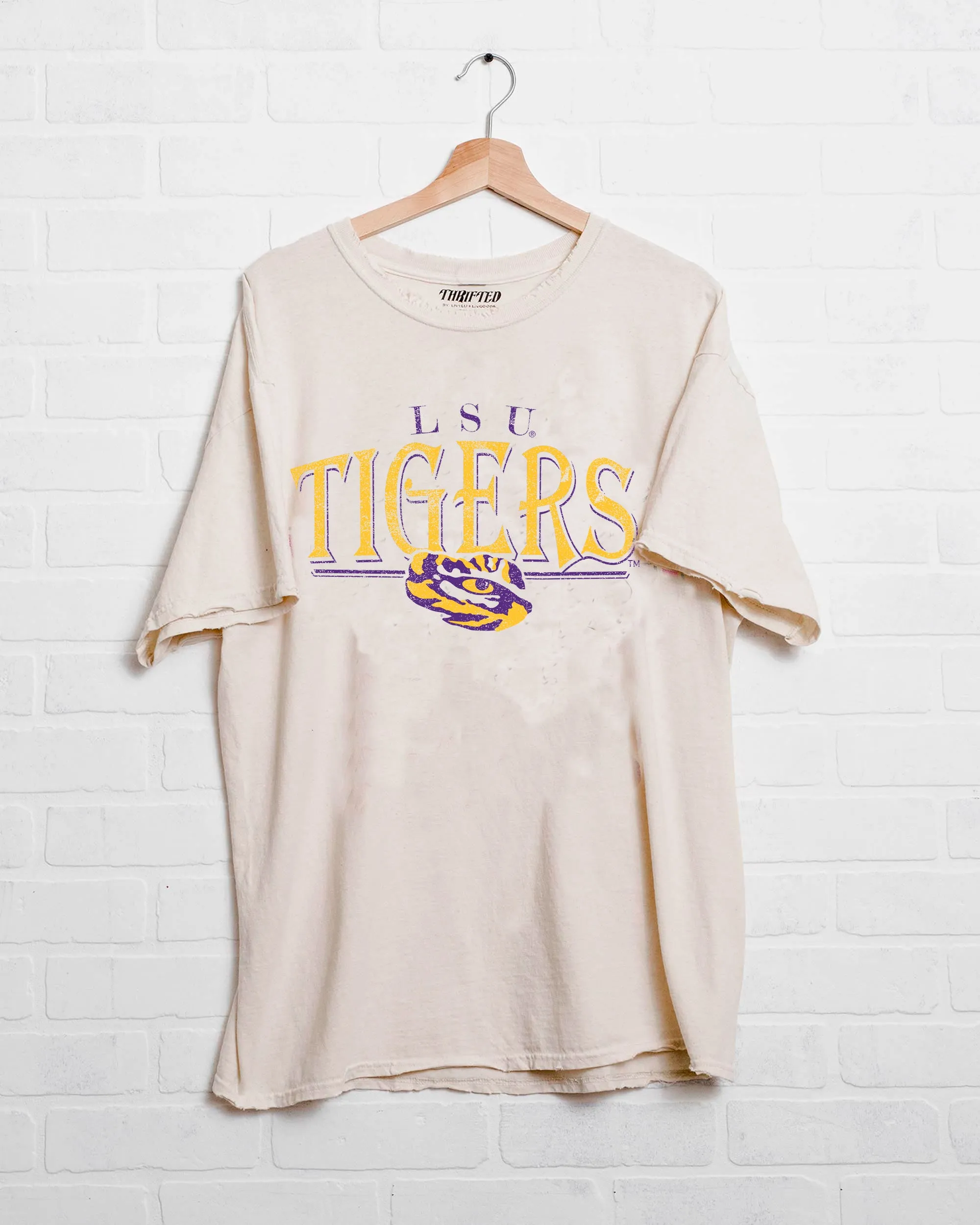 LSU Tigers 80s Off White Thrifted Tee