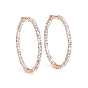 LUNAR 4 Carat Diamond Hoop Earrings 2 Inch in 14K Rose Gold 10 pt F Color VS1 Clarity 50mm Eternity Inside out Hinged Back BY MIKE NEKTA