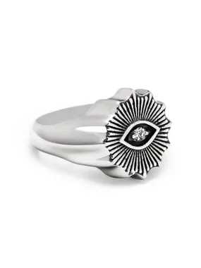 Men's Vintage Evil Eye Ring with Clear Crystal