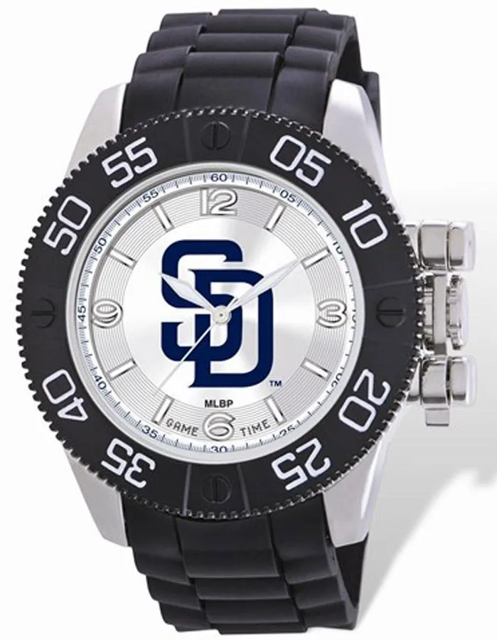 MLB Mens San Diego Padres Beast Watch - Color Logo Dial - Rubber Strap