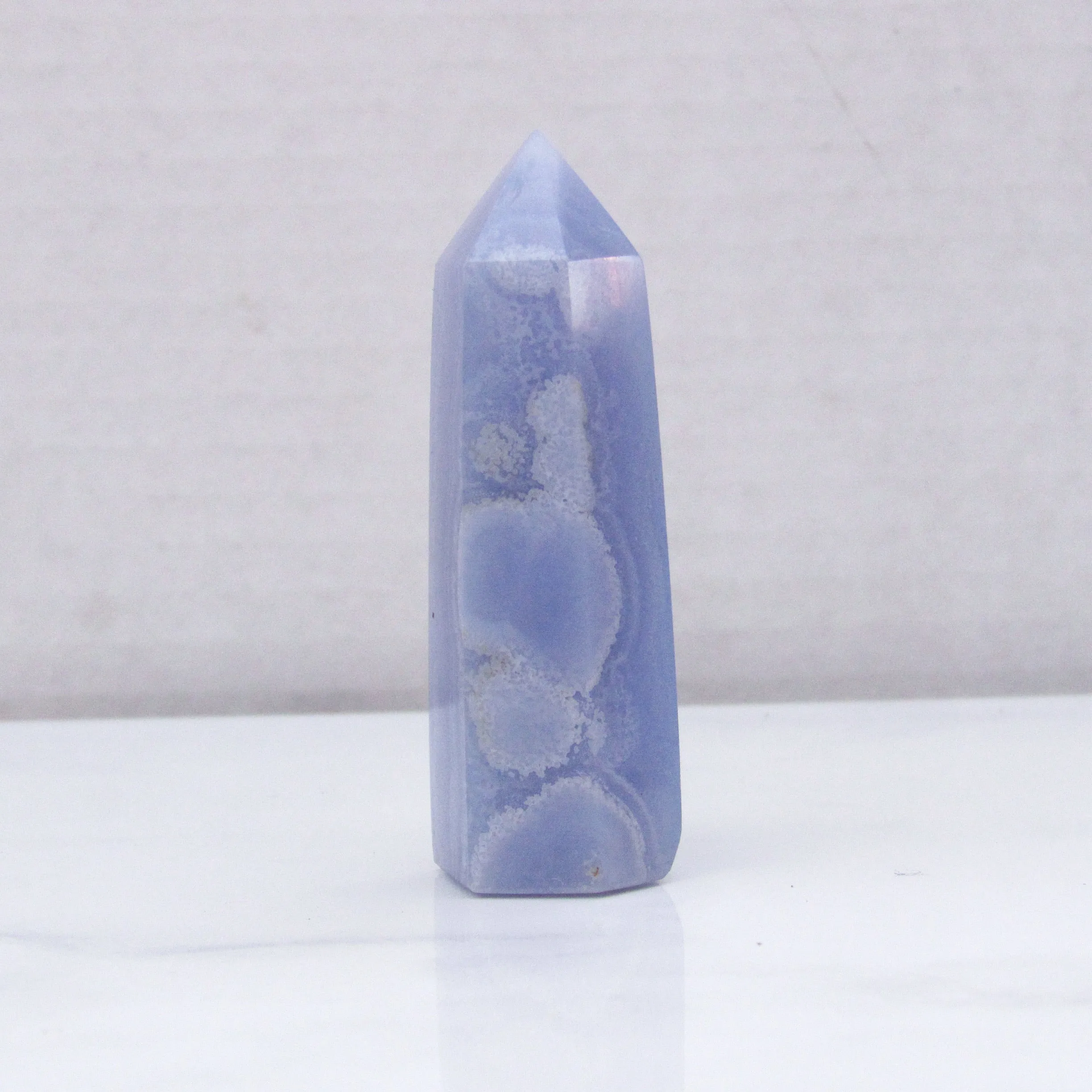 Natural Blue Lace Agate gemstone healing Wand