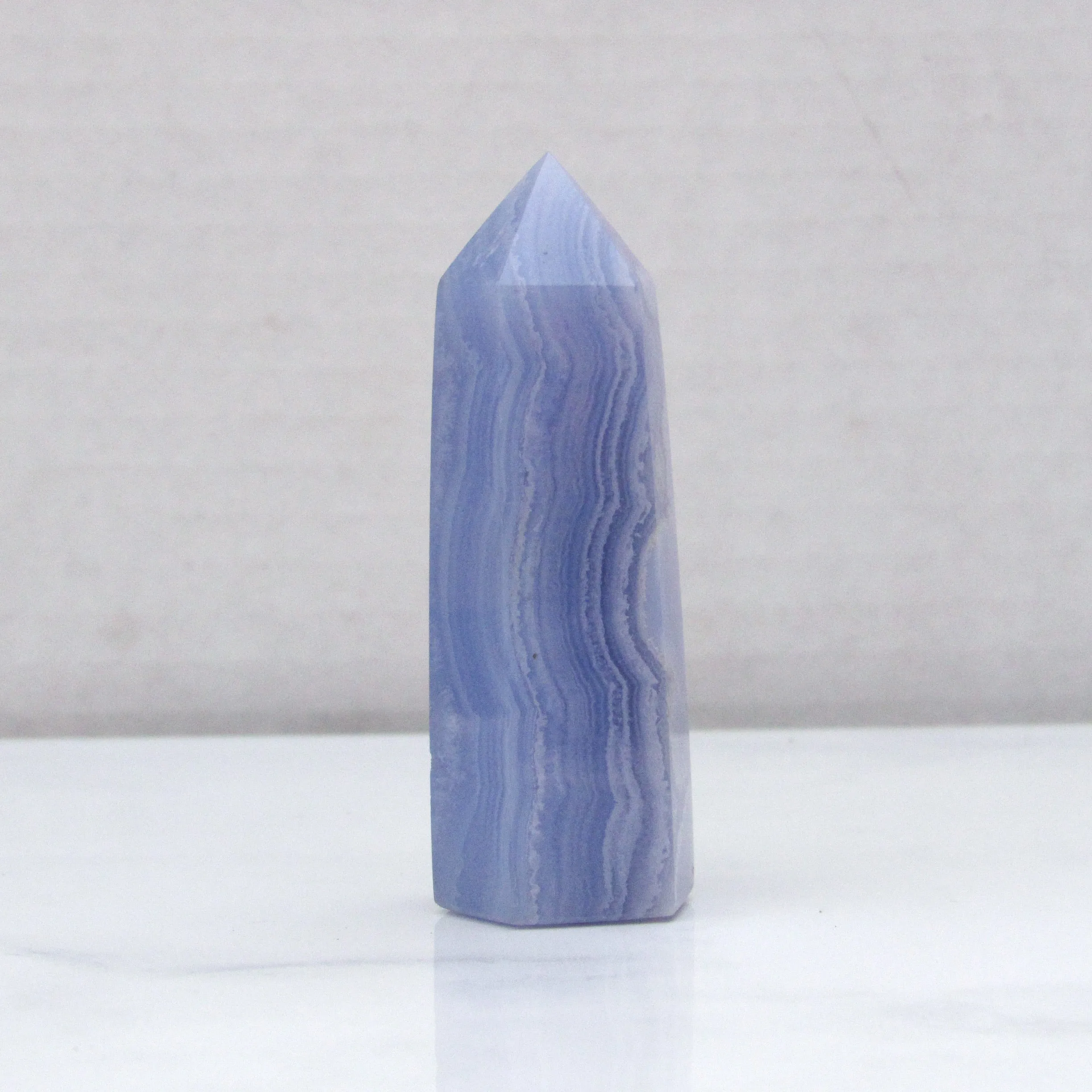 Natural Blue Lace Agate gemstone healing Wand