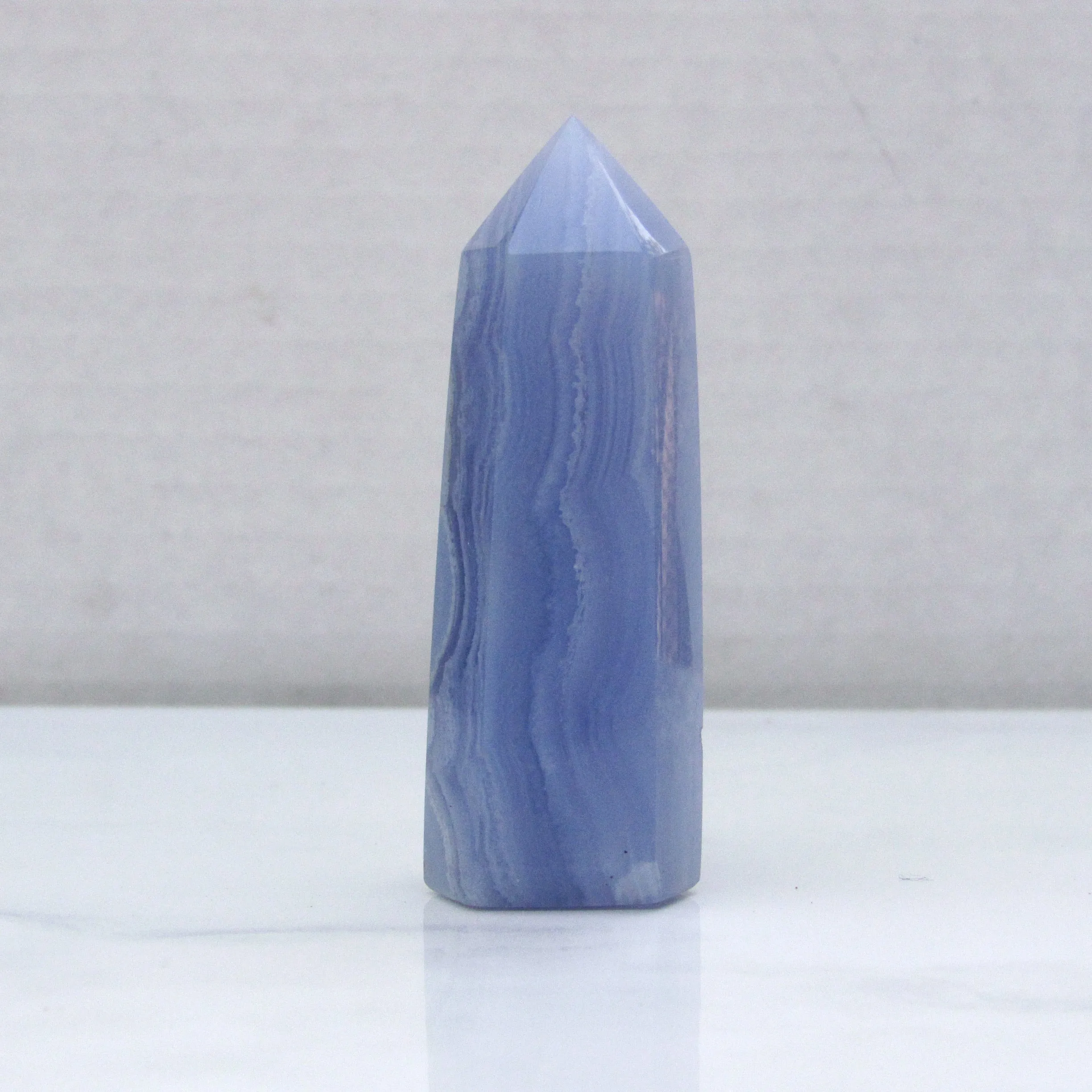 Natural Blue Lace Agate gemstone healing Wand