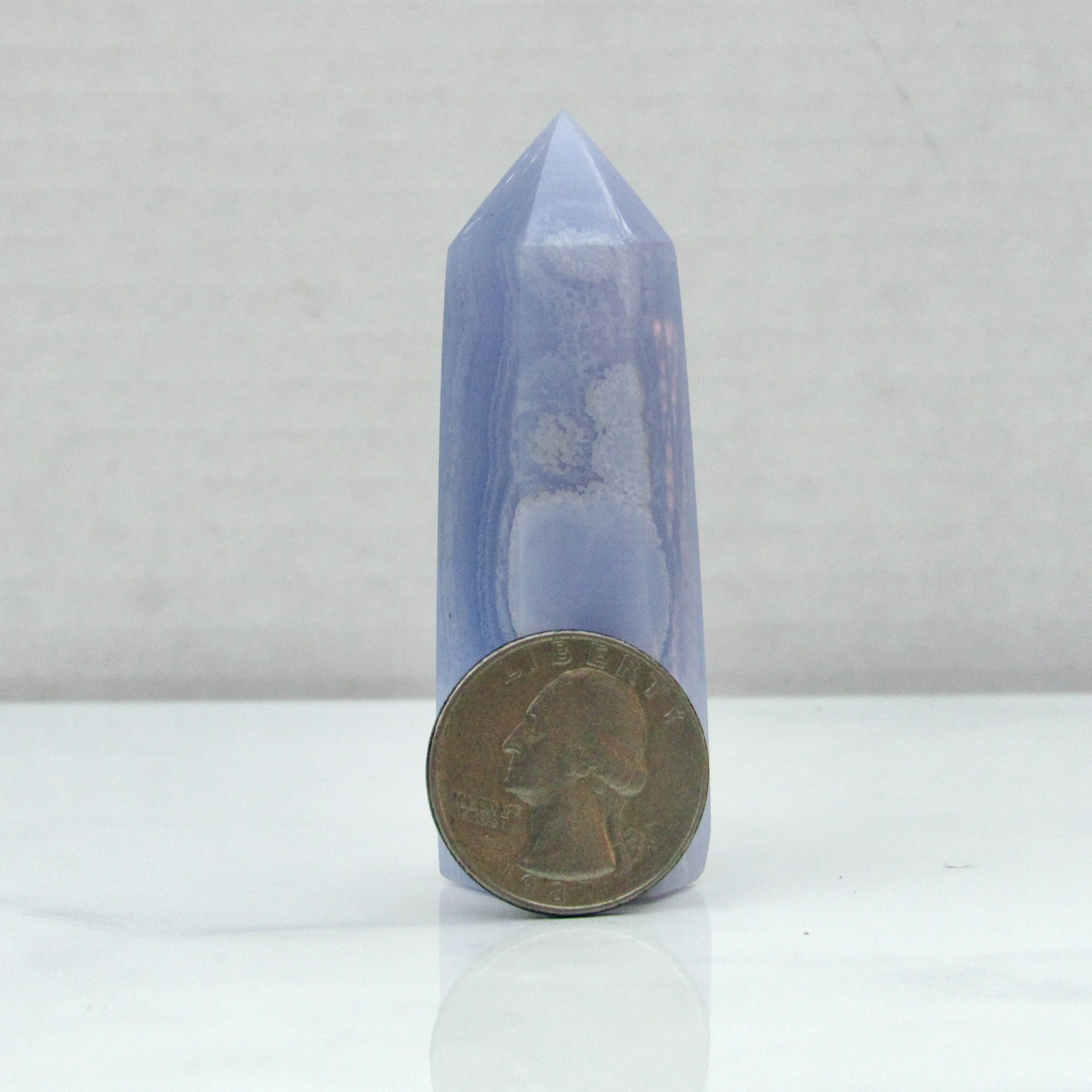 Natural Blue Lace Agate gemstone healing Wand