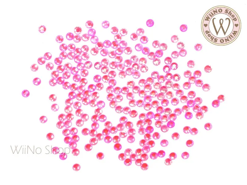 Neon Hot Pink Iridescent Round Flatback Crystal (ss6-ss30)