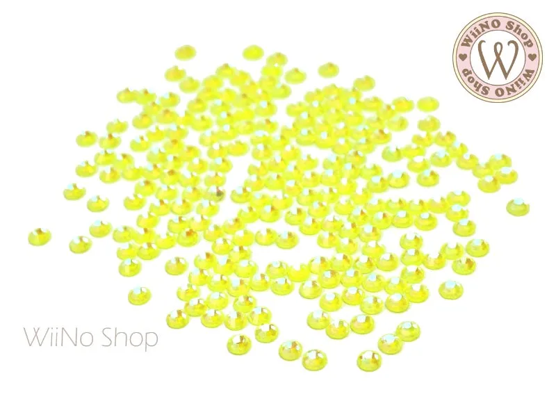 Neon Yellow Iridescent Round Flatback Crystal (ss6-ss30)