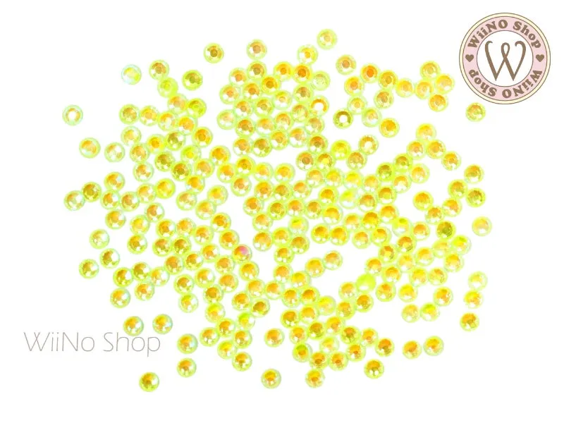 Neon Yellow Iridescent Round Flatback Crystal (ss6-ss30)