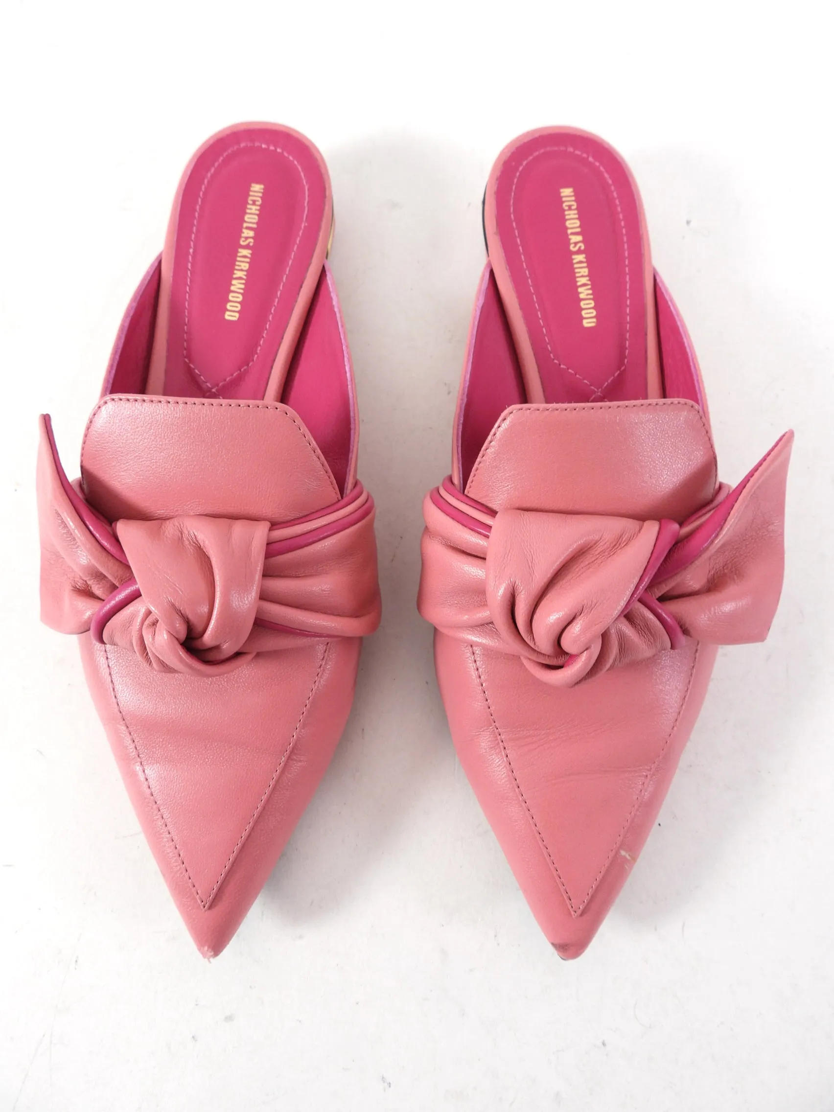 Nicholas Kirkwood Pink Leather Beya Flat - USA 7.5