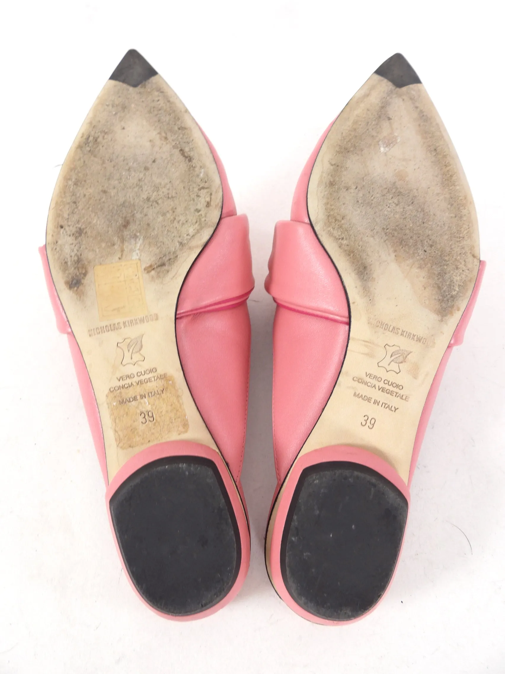 Nicholas Kirkwood Pink Leather Beya Flat - USA 7.5