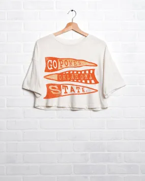 OSU Cowboys Pennant White Cropped Tee