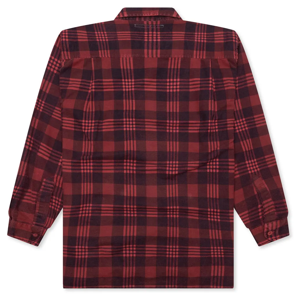 Over Dyed Ribbon Shirt - Red