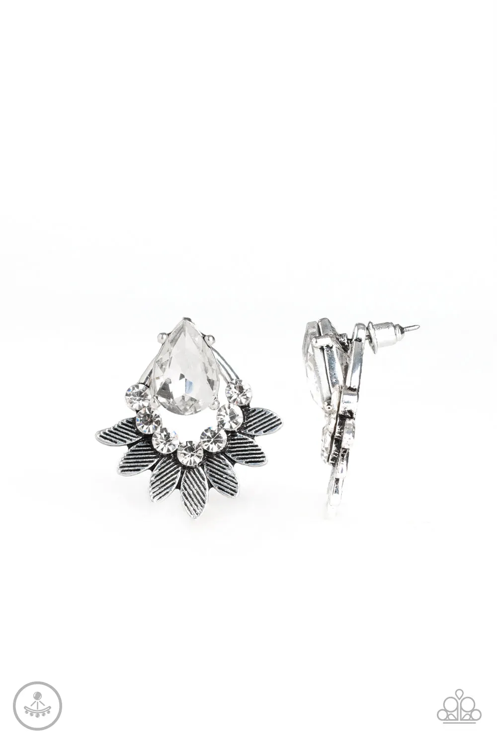 Paparazzi Earring Crystal Canopy - White Jacket Style Earring