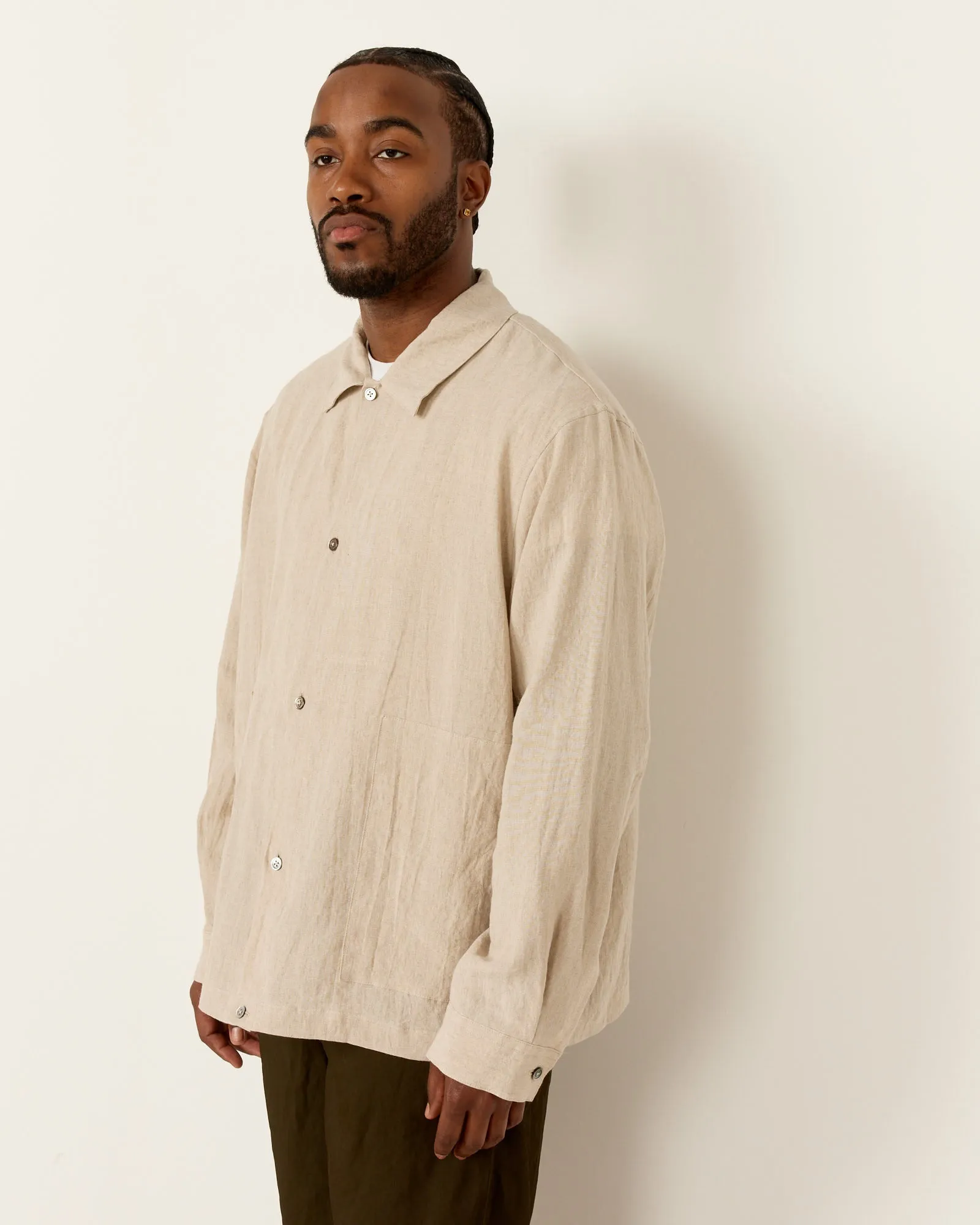 Paper Mixed Shirt Jacket in Oatmeal