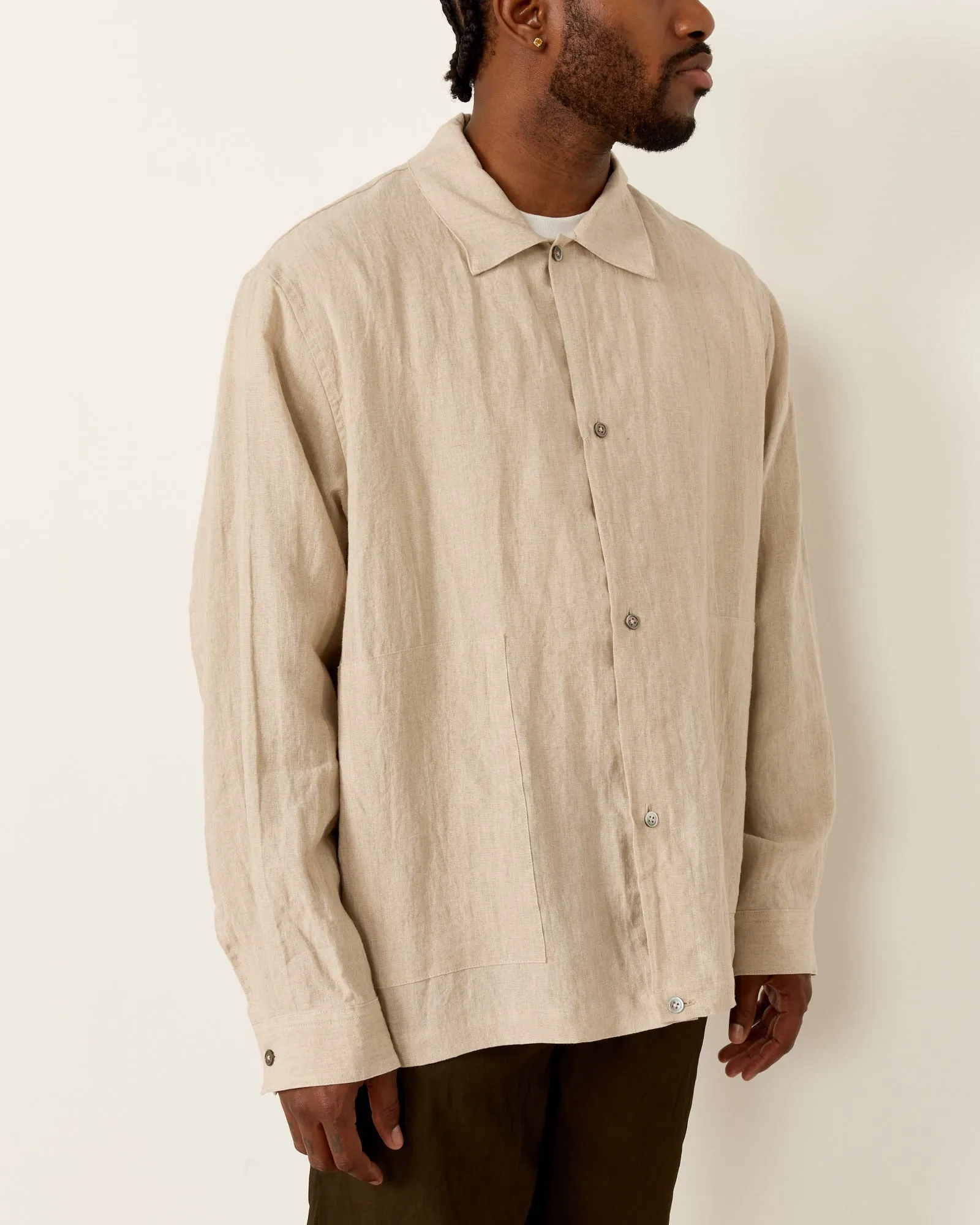 Paper Mixed Shirt Jacket in Oatmeal