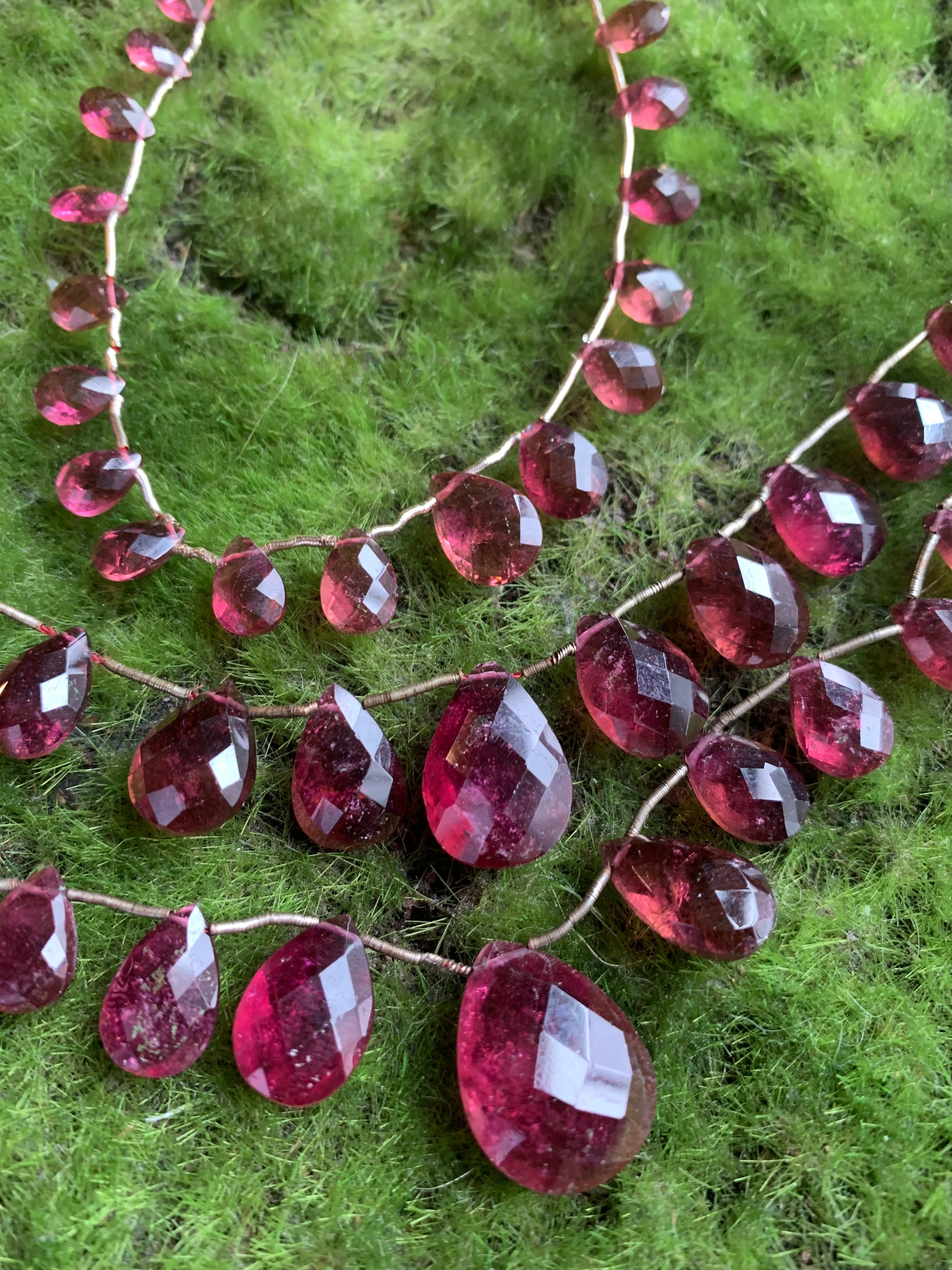 Pink Tourmaline Briolette Strands